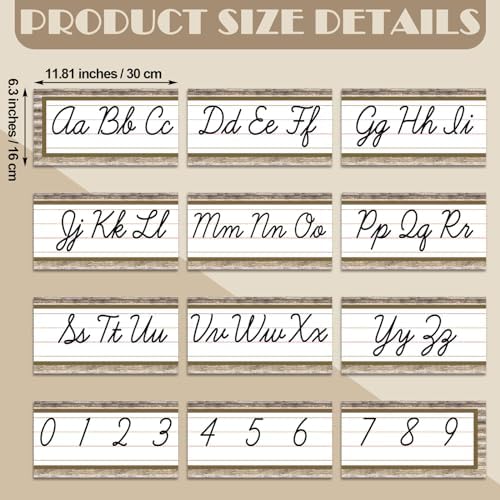12 Pcs Cursive Alphabet Bulletin Board Set for Classroom and Home