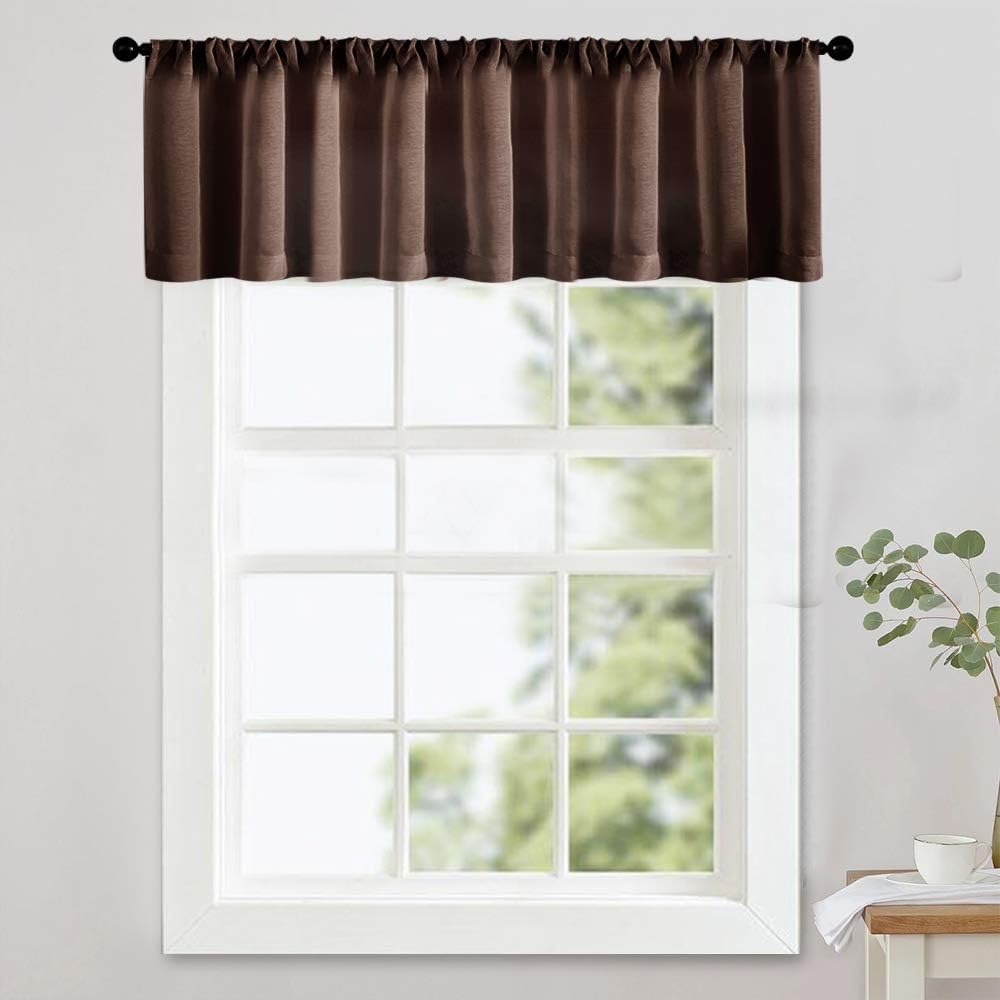 MRTREES Brown Sheer Valance 54x16 Inch Panel 1