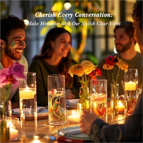 18pcs Clear Glass Vase Cylinder for Centerpieces and Decor