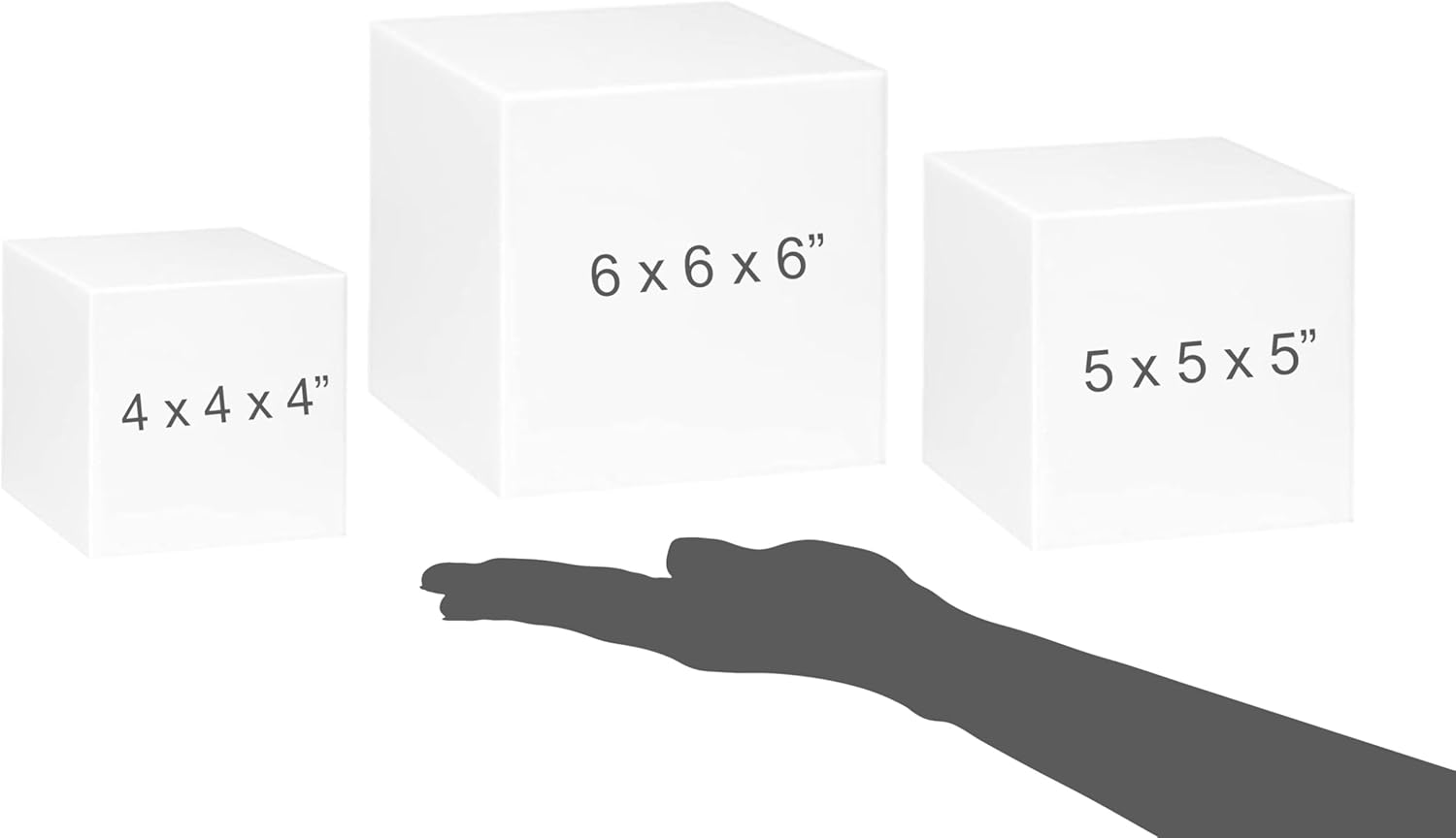 Red Co Glossy White Acrylic Cube Display Riser Stands 3-Pack
