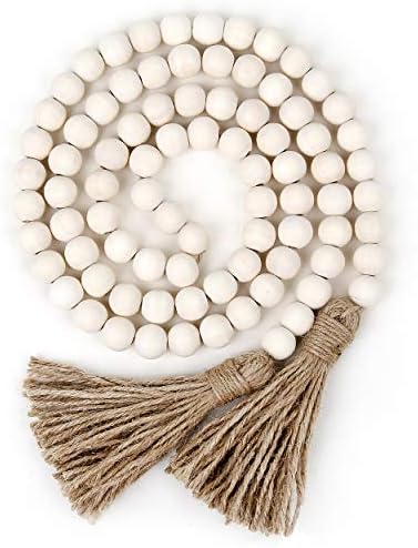 58 Inch Wood Bead Garland with Tassels