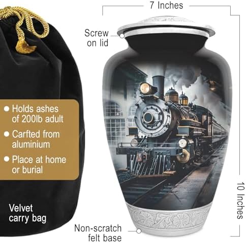 Train Railroad Urn for Human Ashes Handcrafted Memorial