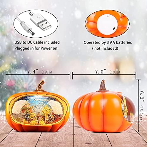 HOLYHOM Fall Decor Lighted Pumpkin Snow Globe