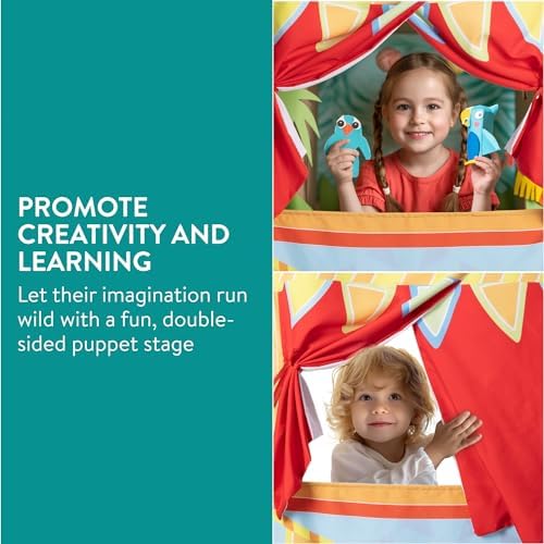 Navaris Double Sided Doorway Puppet Theater Curtain with Rod