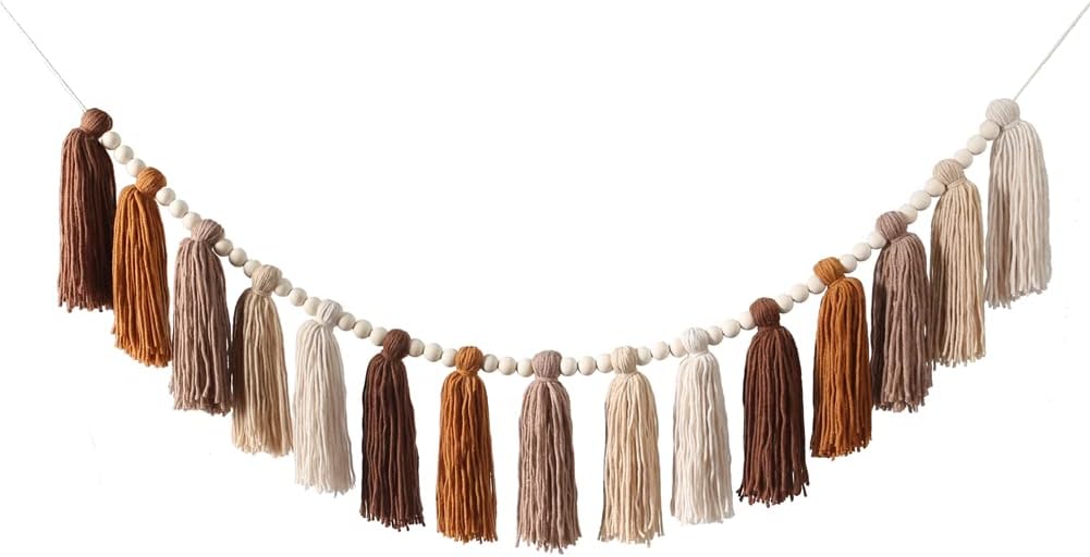 DrCor Boho Tassel Garland - Terracotta Rainbow Wall Decor