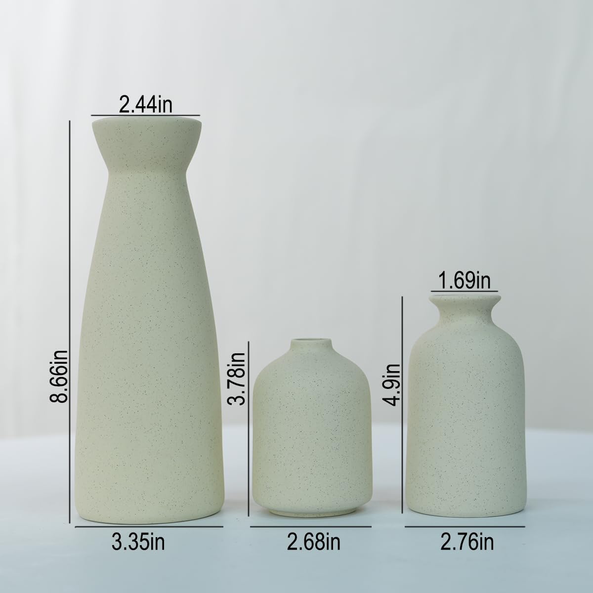 Tinctotnic Distressed Ceramic Vase Set of 3 Beige