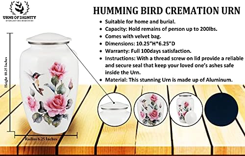 Pink Rose Humming Bird Cremation Urn for Human Ashes