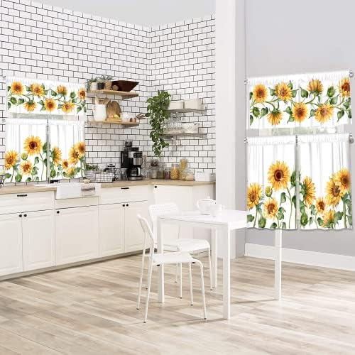 IFFVGX 3-Piece Sunflower Kitchen Curtain Set