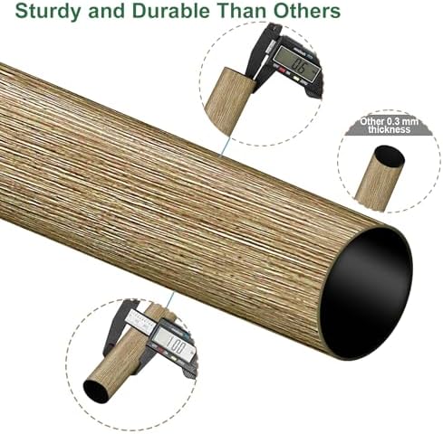 Adjustable Curtain Rods 1 Inch Diameter with Wood Grain Finials