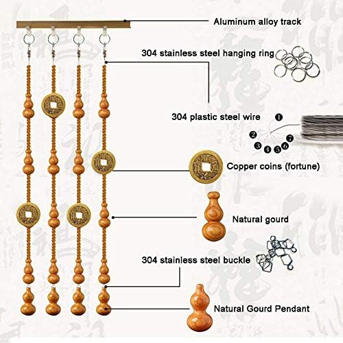 Beaded Curtain Wooden Beads Door Divider with Copper Coins