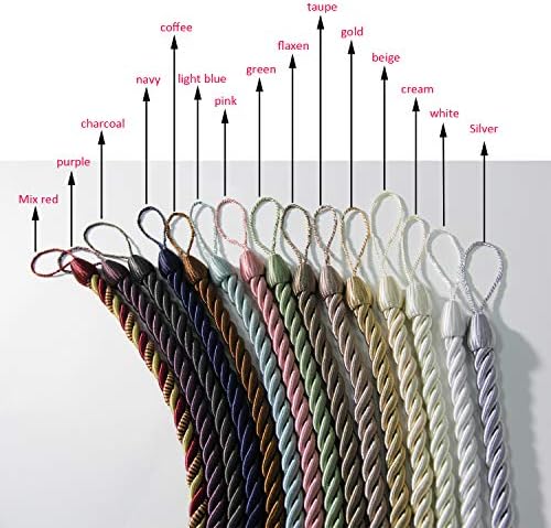 BEL AVENIR Curtain Tiebacks with 2 Metal Hooks 2 Pack