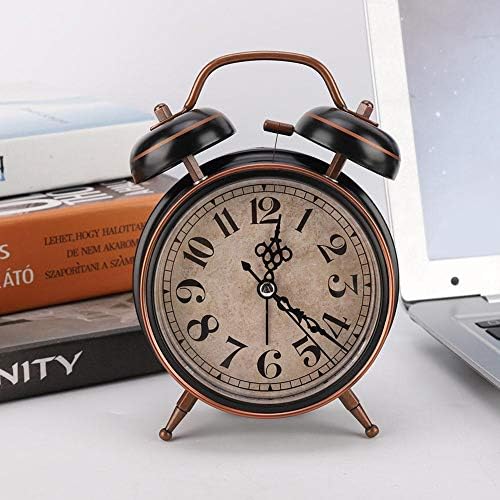 4 Inch Retro Mechanical Alarm Clock with Night Light and Twin Bell