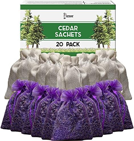 Cedar Chips and Lavender Sachets 20 Pack - Natural Home Fragrance