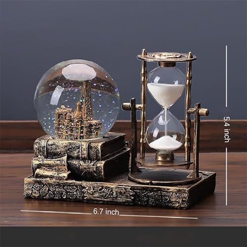LED Music Snow Globe with Eiffel Tower and Hourglass
