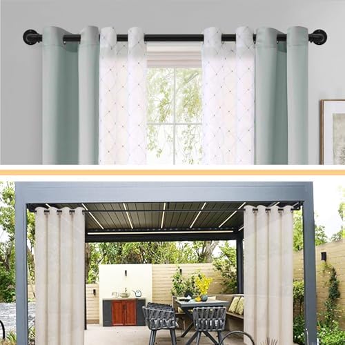 Industrial Curtain Rods 18-120 Inch Adjustable Blackout Rod with Wrap Around Design