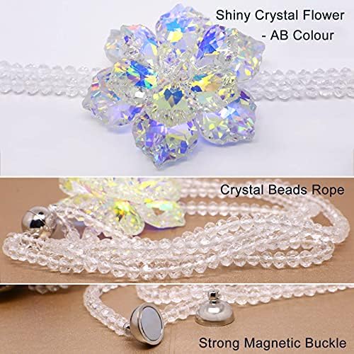 Crystal Flower Magnetic Curtain Tiebacks White AB