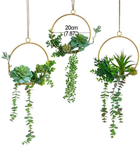 SWTHONY Artificial Succulents Wreath Set of 3 Hanging Wall Decor