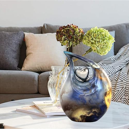 Teardrop Urn with Velvet Bag - Blue Fire Design