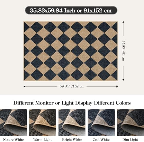 Lahome Checkered 3x5 Jute-Like Outdoor Rug