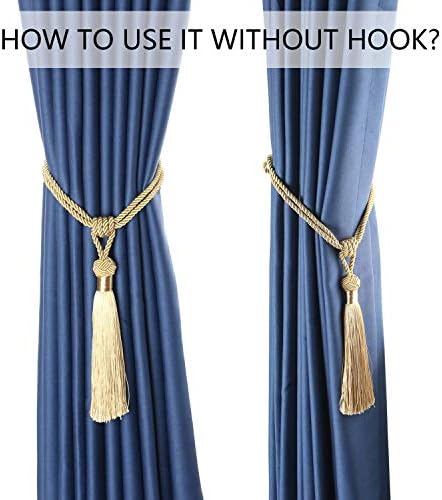 BEL AVENIR Curtain Tiebacks 2 Pack Gold Tassels