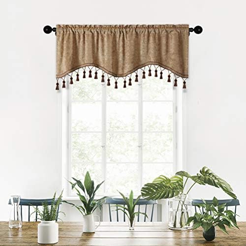 ELKCA Double-Sided Chenille Valance for Kitchen and Living Room