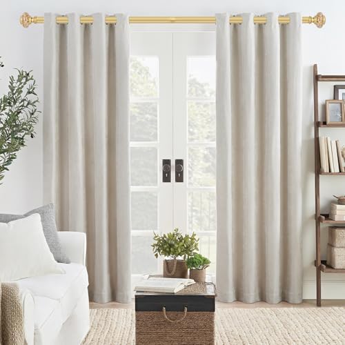 2 Pack Gold Curtain Rods for Windows 48-84 Inch Farmhouse Style