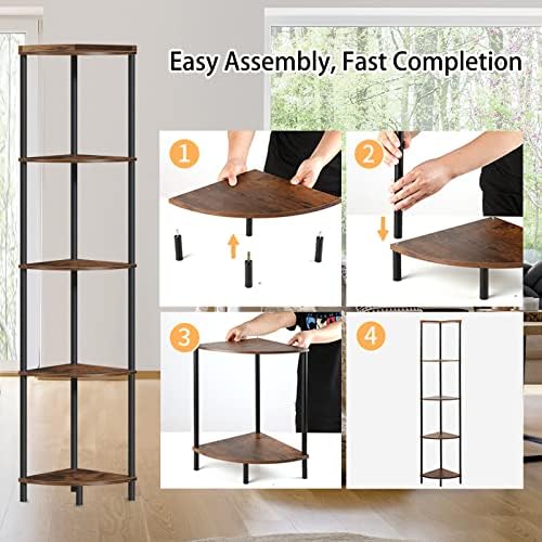 SUNMORY 5 Tier Corner Shelf Stand for Living Room