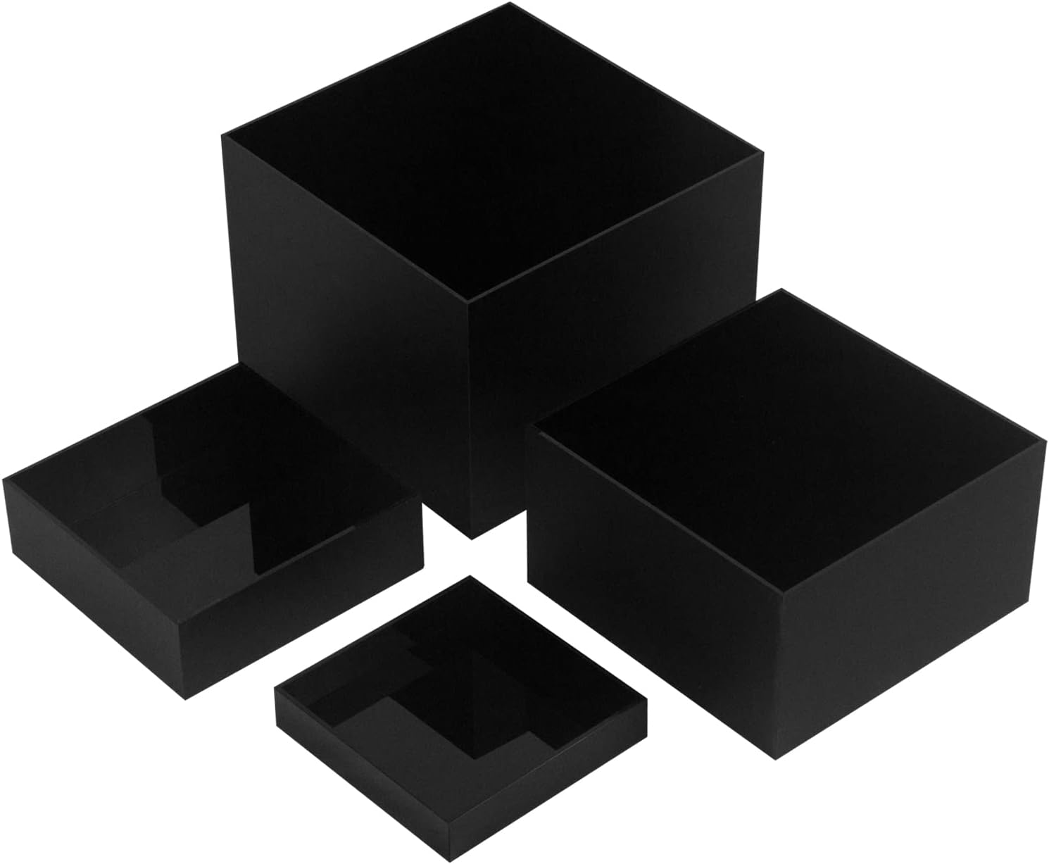 Acrylic Cube Display Boxes Pedestals Black Stackable