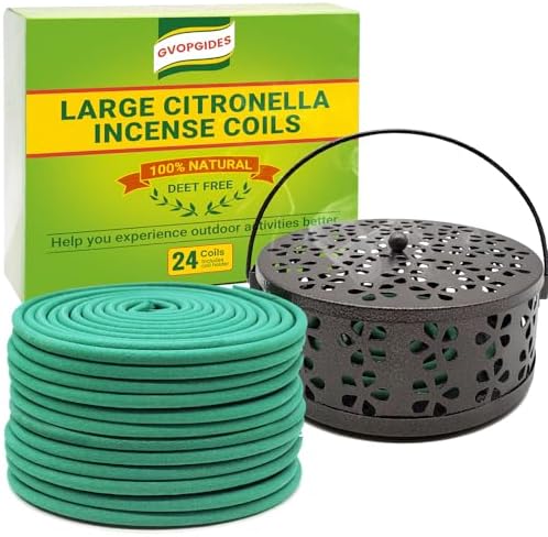GVOPGIDES Large Citronella Incense Coils and Holder