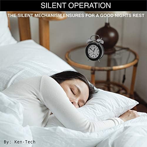 Sonnet Twin Bell Alarm Clock with Blue Backlight