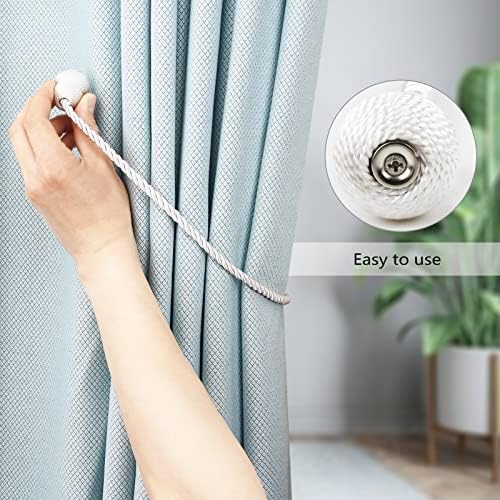 Magnetic Curtain Tiebacks 2 Pack White Rope Holders