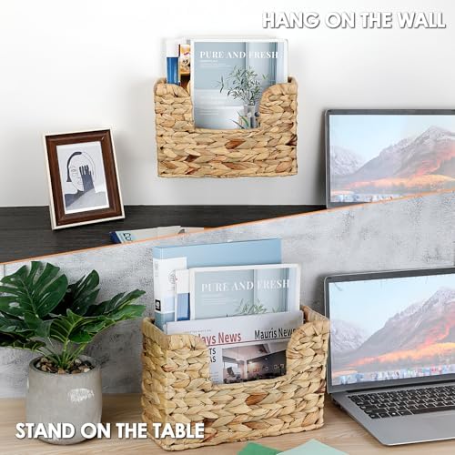 BTSKY Woven Hanging Magazine Holder with Handle
