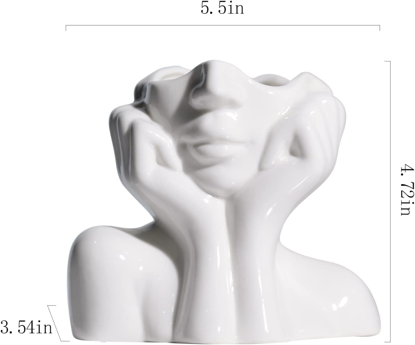 BrownLove Ceramic Face Vase with White Flower Design