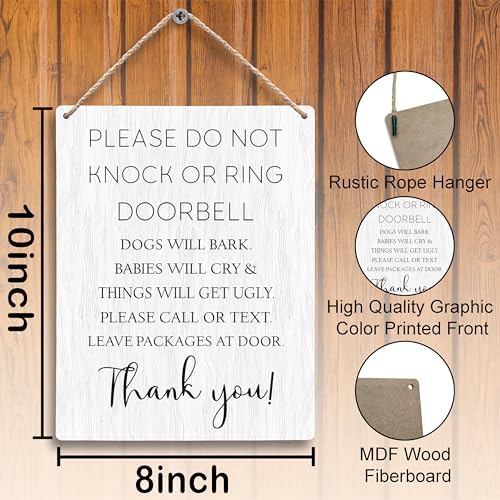 Please Do Not Knock or Ring Doorbell Wooden Sign 8x10