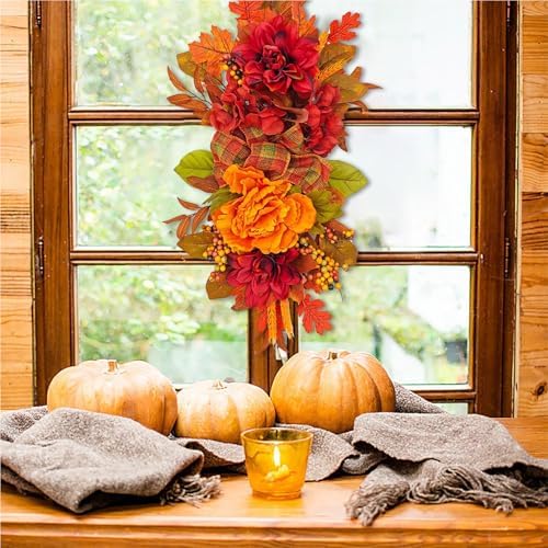 IUIBMI 24 Inch Artificial Fall Teardrop Swag