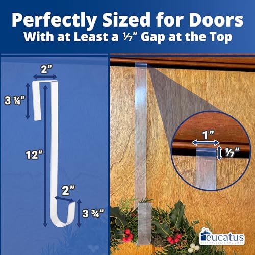 EUCATUS 12 Inch Clear Wreath Hanger for Doors and Windows