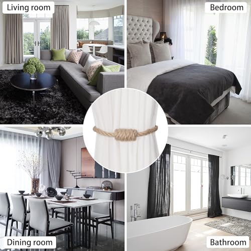 BEL AVENIR Magnetic Jute Curtain Tiebacks 2 Pack