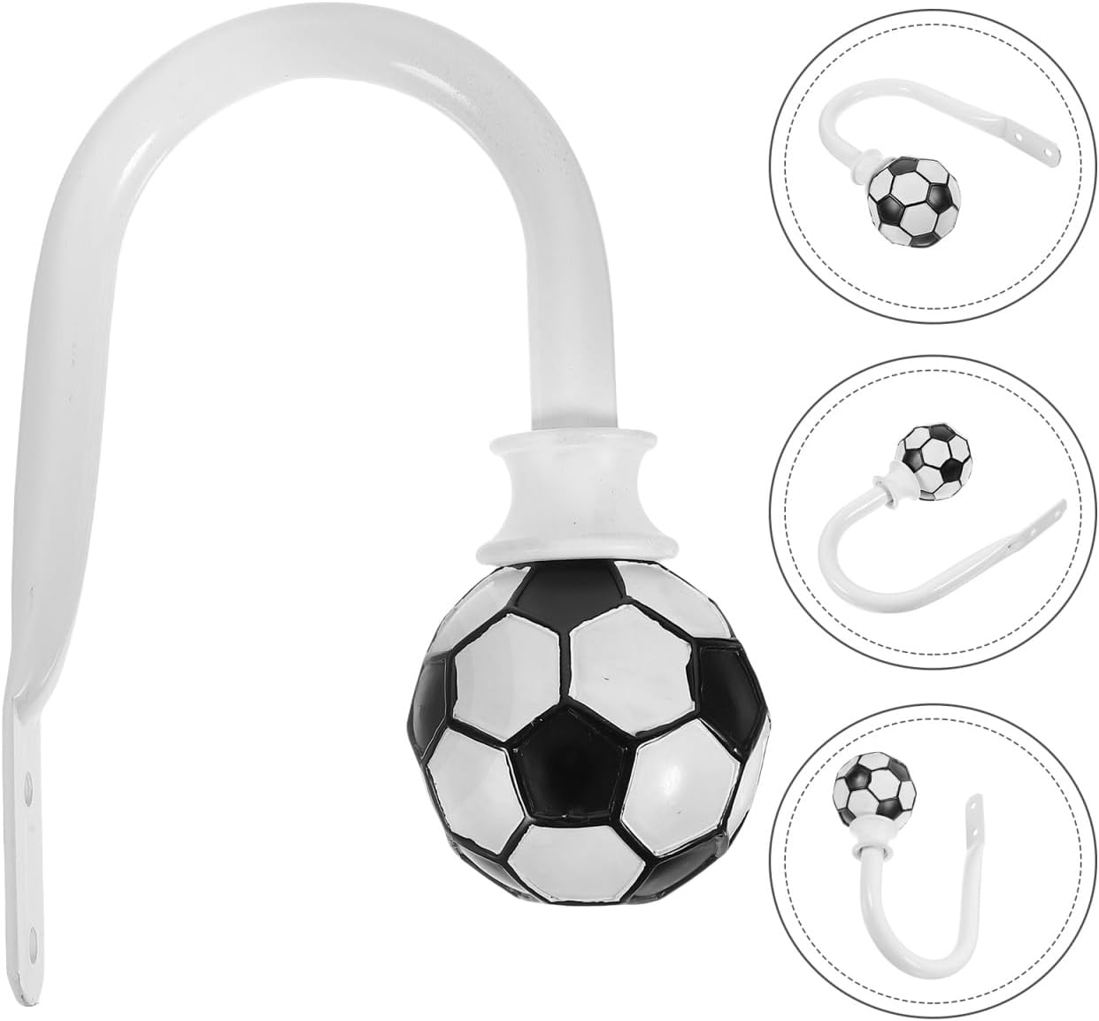 White Metal Curtain Tieback Holder for Window Holdbacks
