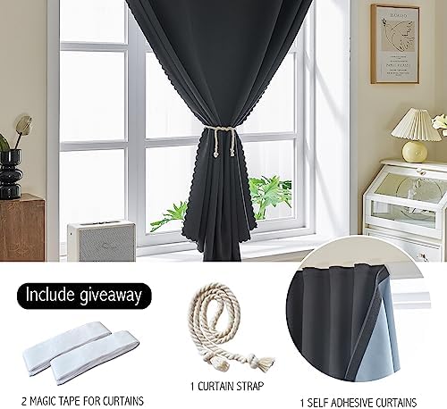 AJAZZ Self Adhesive Portable 100 Blackout Curtains 1-Pack