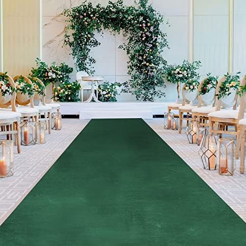 Green Velvet Aisle Runner 25ft x 15ft for Wedding Ceremony
