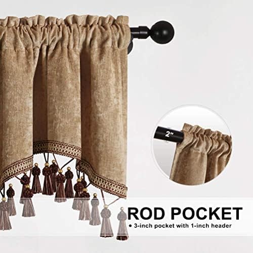 ELKCA Double-Sided Chenille Valance for Kitchen and Living Room