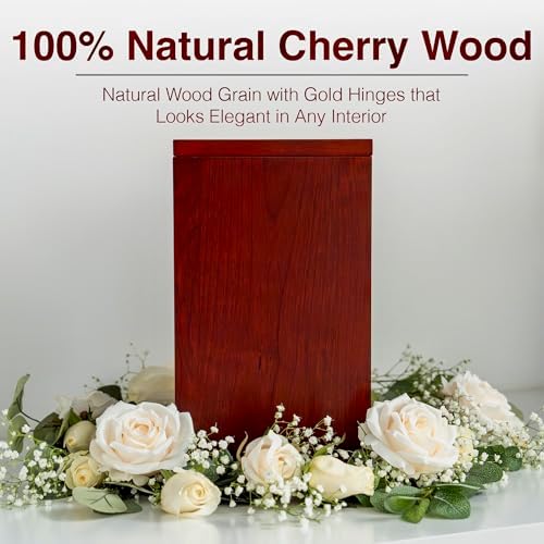 Solid Cherry Wood Cremation Urn for Adult Ashes 250 Cubic Inches