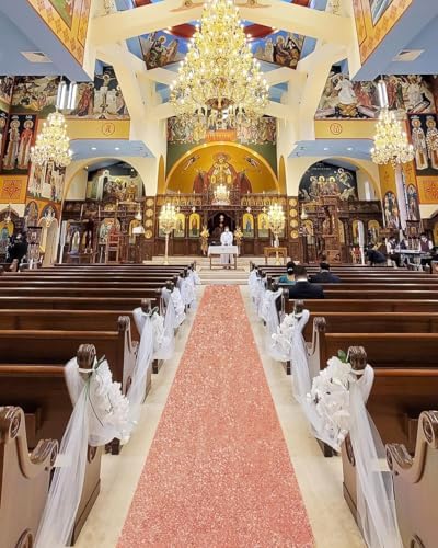 Rose Gold Sequin Aisle Runner Wedding Carpet 2ftx15ft