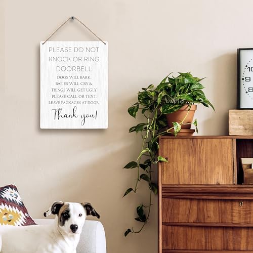 Please Do Not Knock or Ring Doorbell Wooden Sign 8x10