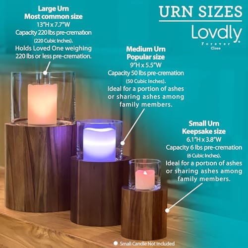 Lovdly Cremation Urn Wooden Glass Keepsake for Human Pet Ashes