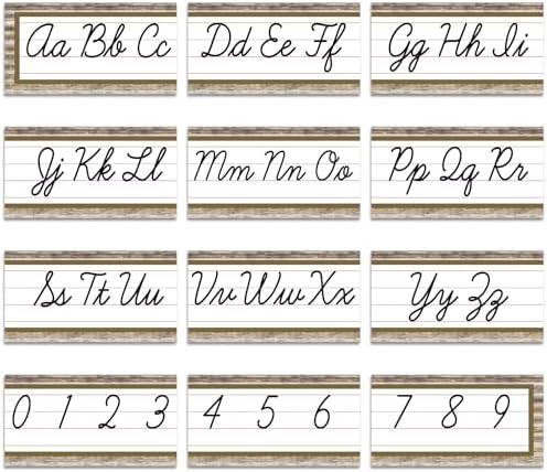12 Pcs Cursive Alphabet Bulletin Board Set for Classroom and Home