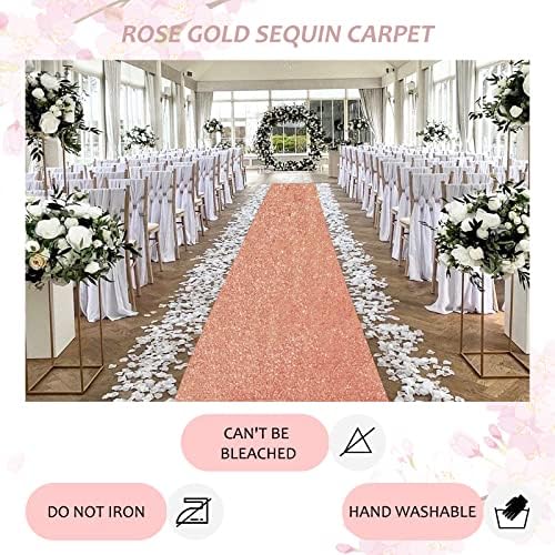Rose Gold Sequin Aisle Runner Wedding Carpet 2ftx15ft