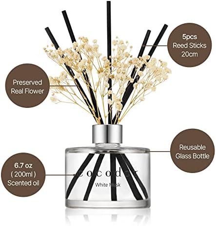 Cocodor Flower Reed Diffuser Set with White Jasmine Scent