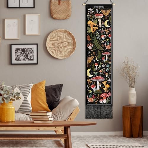 Tegeme Vintage Mushroom Wall Tapestry 52x13 Inch