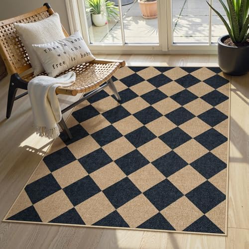 Lahome Checkered 3x5 Jute-Like Outdoor Rug